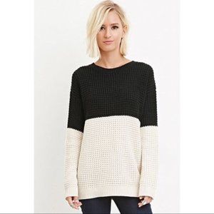 *SOLD* F21 Waffle Knit Color Block Chunky Sweater